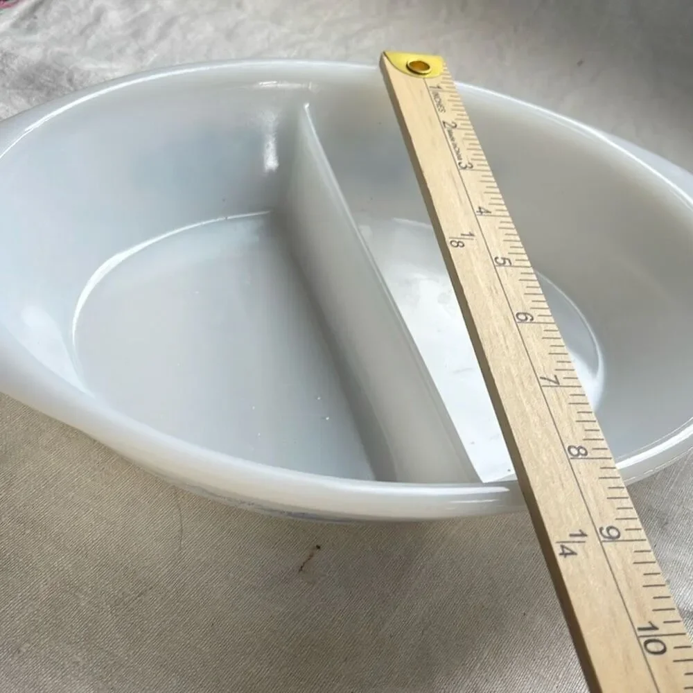 Vintage Glasbake divided dish Currier & Ives
